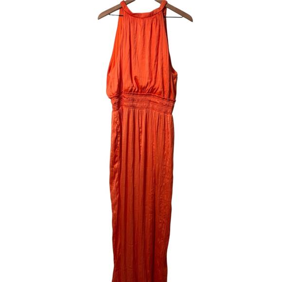 ANTHROPOLOGIE HALTER WOMEN JUMPSUIT IN ORANGE SIZE XL WITH POCKETS - Picture 2 of 11